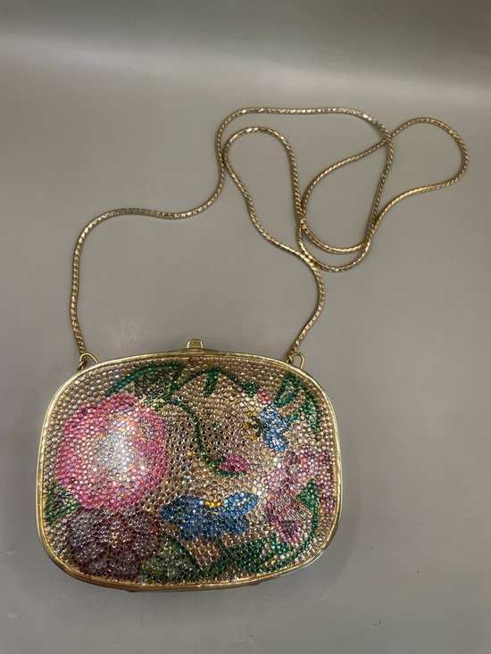 Judith Leiber Handbags - JUDITH LEIBER READ! USED Floral Swarovski Crystals GoldTone Shoulder Bag/Purse
